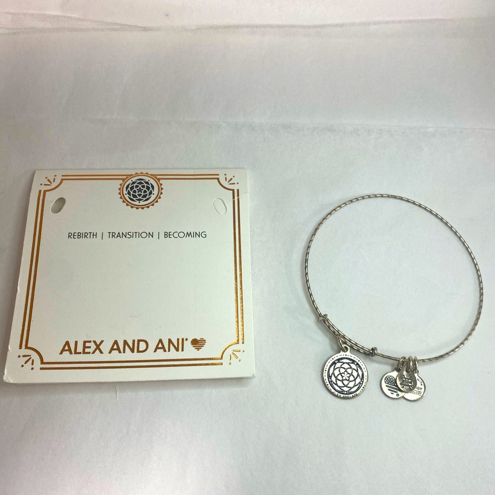 🔴⬇️ ALEX AND ANI silver tone new beginnings charm bracelet ✌️ good energy ✨